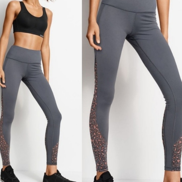 Victoria's Secret Pants - Gray and pink leopard mesh VS leggings